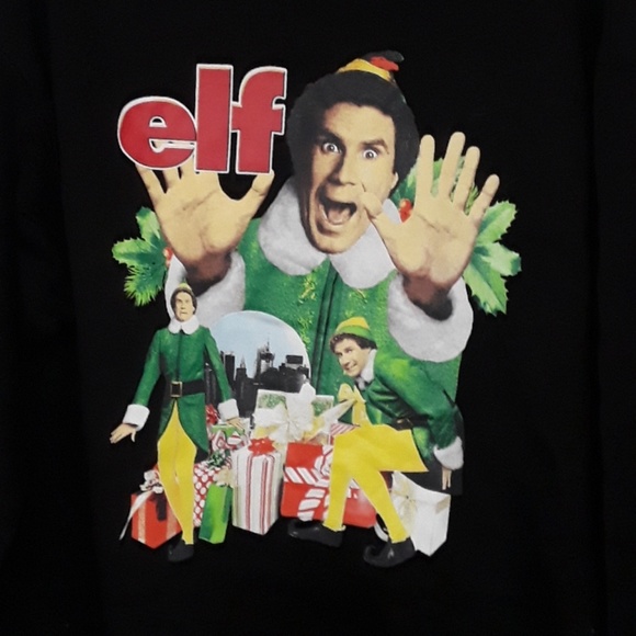 Elf Buddy Men Black Sweatshirt New - Picture 2 of 2
